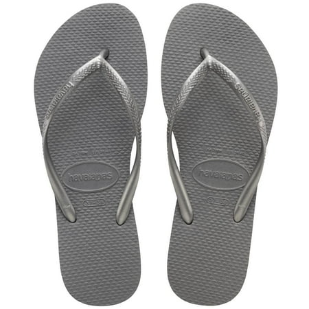 Havaianas Women's Slim Flip Flops - Spring and Summer Pool Sandals for Women - Steel Grey, 6