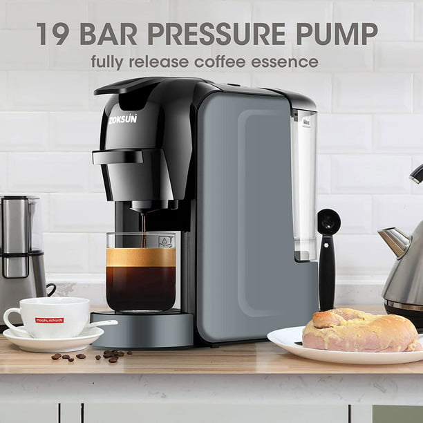 3 1 Capsule Espresso Machine, 19 Bar Coffee Machine for Nespresso Capsules OriginalLine, Dolce Gusto Coffee Pods and Ground -