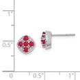 thumbnail image 4 of Sterling Silver Rhodium-plated Ruby Flower Post Earrings QE10109R, 4 of 4