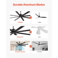thumbnail image 2 of VEVOR 84 In Ceiling Fan without Light,6-Speed Remote Control, Aluminum 8-Blade, Reversible DC Motor, Modern Low Profile Flush Mount Exterior Fan for Bedroom, Living Room,Patio, Indoor/Outdoor, Black, 2 of 9