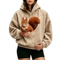 thumbnail image 2 of Leopard Print Pet Pouch Hoodie for Women Long Sleeve Oversized Hooded Sweatshirt for Small Pets Dog Cat Carrier Hoodie, 2 of 9