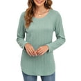 thumbnail image 3 of Womens Casual Long Sleeve Shirt Crewneck Twist knit Loose Tunic Tops, 3 of 7