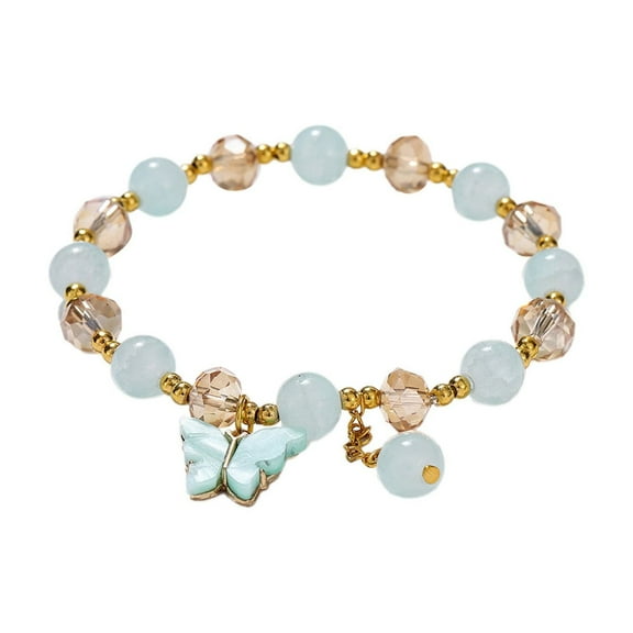 CILENON Blessing Good Luck Jade Crystal Lucky Bracelets for Women Chinese Style Good Lucky Key Jade Dainty Beads Bracelets Christmas Ideas for Women Men(White,One Size)