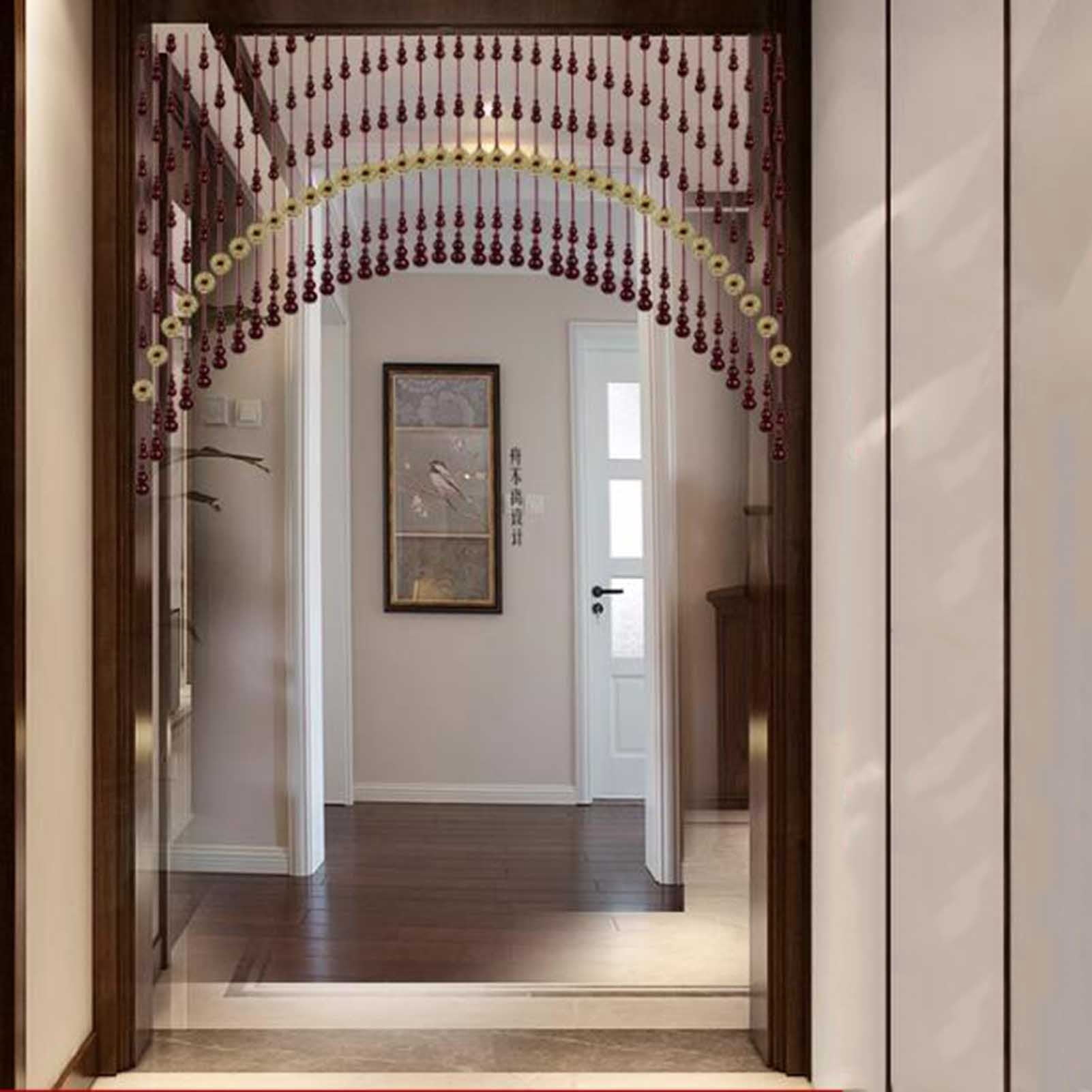 Hanging Decor Doorway Room Divider Door Curtain,Natural Bamboo Wood Beaded Curtain, Divider Strip Tassel Beads Curtain for Bedroom Living Room Kitchen Hallway Entrance