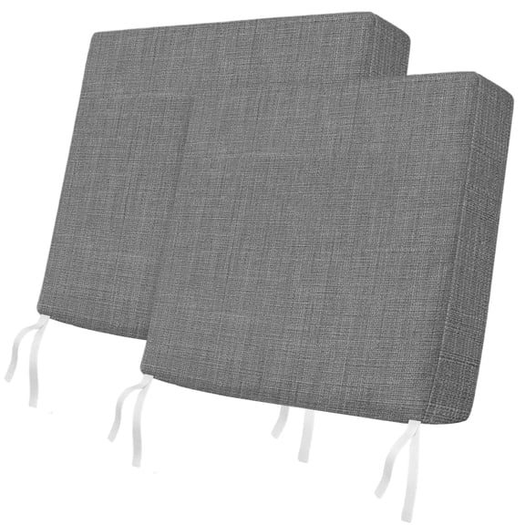 Outdoor Patio Cushion Covers 2 Pack Grey Linen Chair Pads Slipcovers with Ties & Zipper Waterproof Seat Cover Set Farmhouse Pure Color Seat Cushion Covers for Outdoor Couch Sofa 24x24 Inch