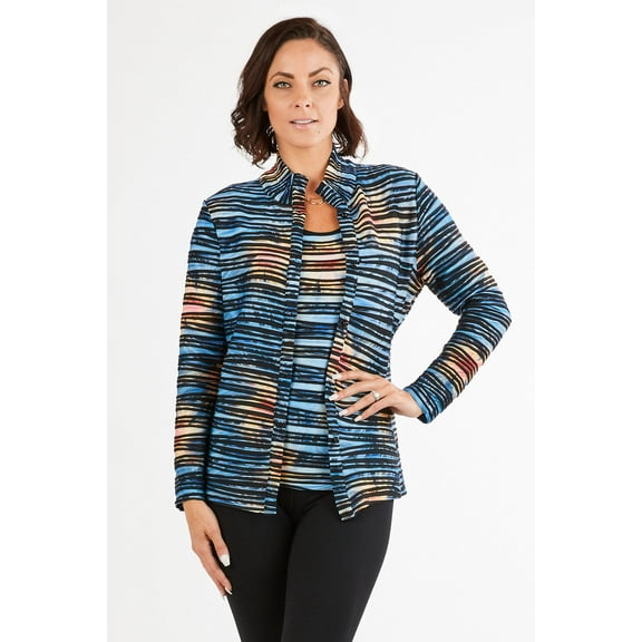 Women Multicolor Cardigan and Sleeveless Top