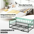 thumbnail image 5 of PAPROOS Twin Metal Daybed with Pop Up Trundle Bed, Heavy-Duty Steel Daybed for Bedroom Living Room, Modern Twin Size Daybed Frame with Adjustable Trundle, No Box Spring Needed, Black, 5 of 10