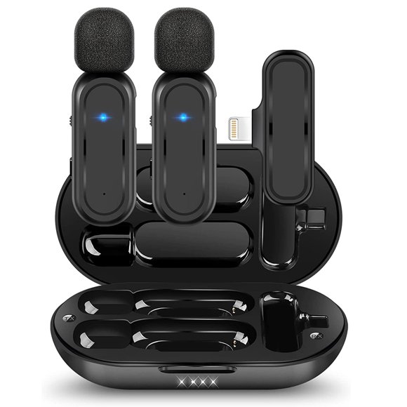 Wireless Clip Mic, Wireless Lavalier Microphones, Lapel Clip-on Microphone, for Smartphone, Laptop, Video Recording, Tiktok, Facebook Live, YouTube Live Stream