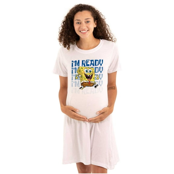 Retro SpongeBob Cartoon I'm Ready Women's Maternity Dress Brisco Brands 2X