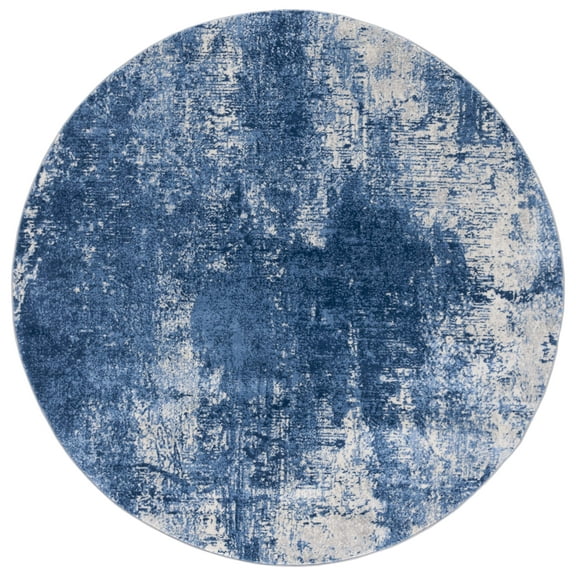 SAFAVIEH Jasper Celina Abstract Overdyed Area Rug, Navy/Ivory, 6'7" x 6'7" Round