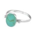 thumbnail image 2 of Simply Stunning Oval Shaped Green Turquoise Sterling Silver Band Ring-8, 2 of 5