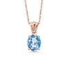 Gem Stone King 3.63 Ct Millennium Blue Mystic Quartz White Diamond 18K Rose Gold Plated Silver Pendant