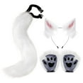 thumbnail image 2 of Conjunto de orejas y cola de felpa BLESIY para cosplay de Anime blanco y rosa, 2 of 8