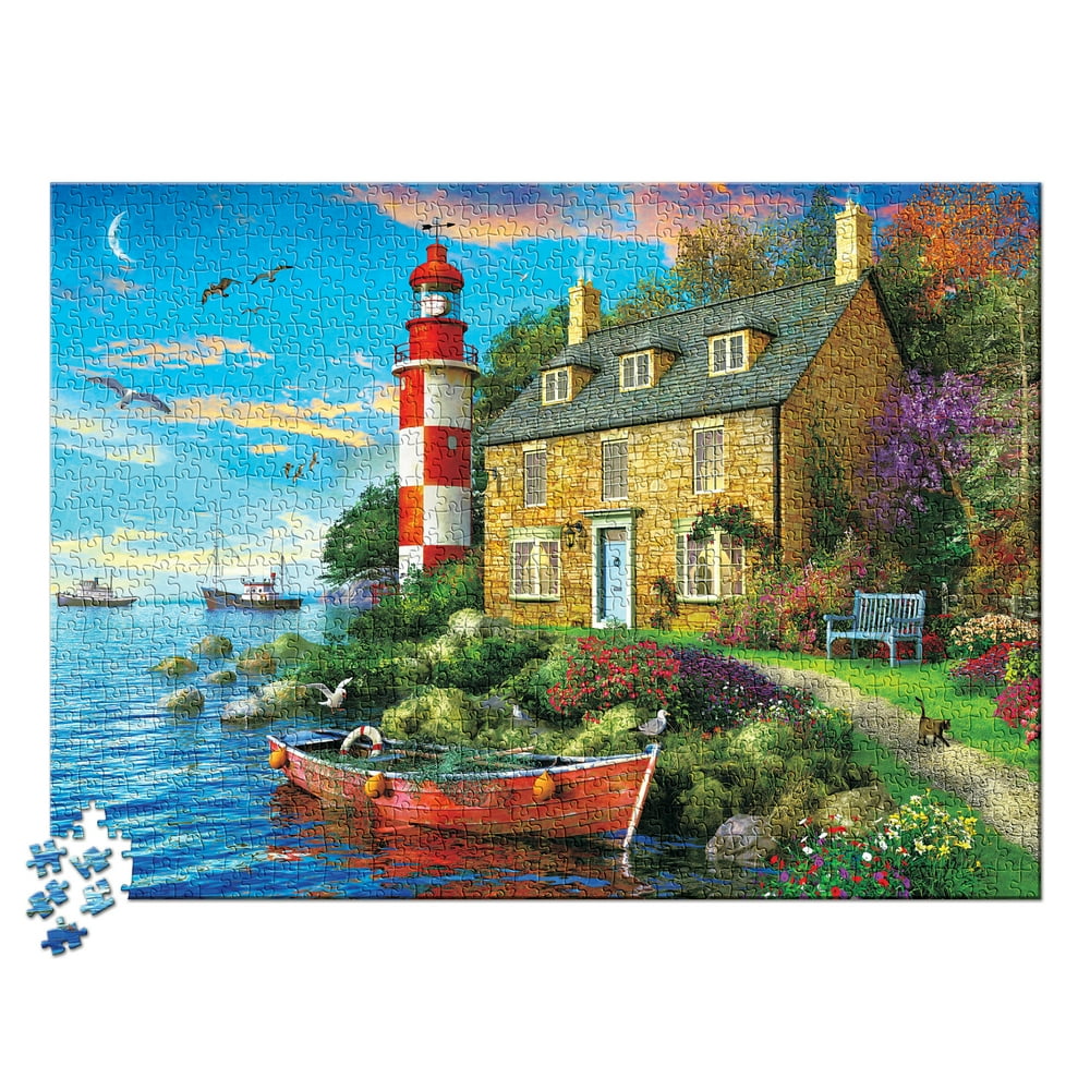The Cottage Lighthouse 1000 Piece Jigsaw Puzzle - Walmart.com - Walmart.com