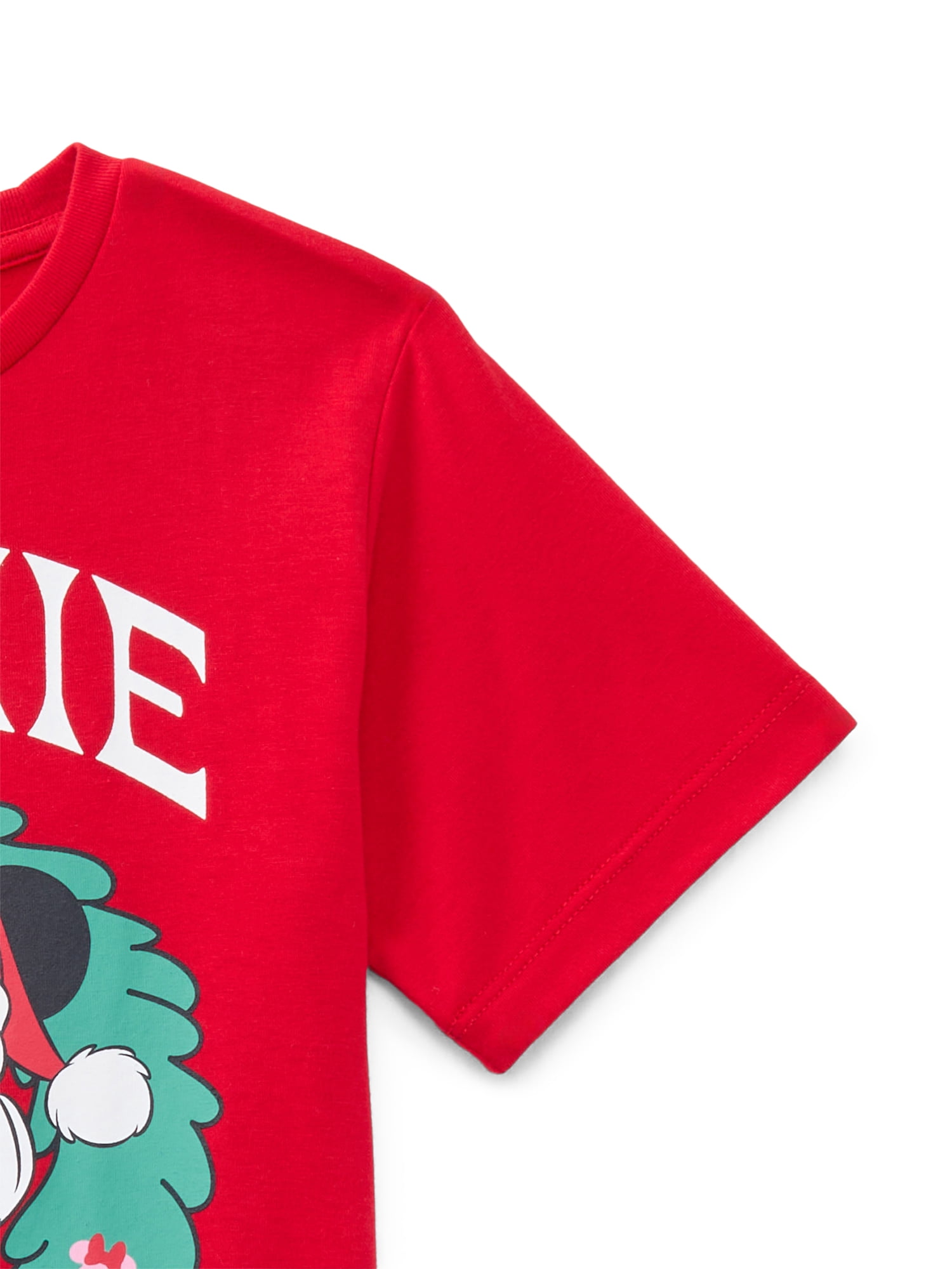 Disney Minnie Mouse Christmas Wreath Girls Graphic Tee with Short Sleeves, Sizes 4-16