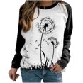 thumbnail image 1 of Camiseta de manga larga con cuello redondo para mujer a la moda, blusa holgada con estampado de otoño, sudadera Fridja FKASFK2508, 1 of 8