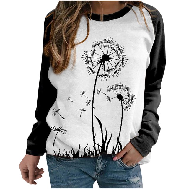 Camiseta de manga larga con cuello redondo para mujer a la moda, blusa holgada con estampado de otoño, sudadera Fridja FKASFK2508