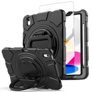 AICase For Apple iPad (A16) Case/iPad 11th Generation 11 Inch (2025) Shockproof Rugged Cover With 360 Rotating Stand Built-in Pencil Holder come with a Screen Protector
