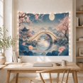 thumbnail image 5 of Moonlit Stone Arch Bridge Over Calm Water, Serene Japanese Inspired for Nature Lovers, Traditional Landscape Art Decor, Housewarming Gift Tapestry Wall Hanging for Bedroom and Living Room, 5 of 7