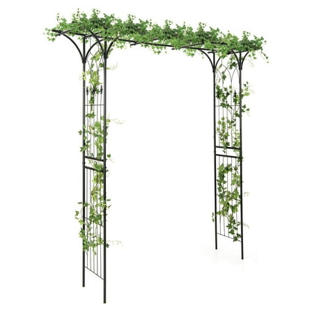 Exlonjet 81-Inch Garden Arch, Metal Arbor Archway for Climbing Plants, Decorative Lawn Arbor, Heavy-Duty Arch Trellis for Climbing Plants Outdoor Wedding Ceramony Party Backyard