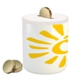 thumbnail image 2 of Sun Piggy Bank, Doodle Style Sun Circle and Rays Burst Beams Nature Hot Summertime, Ceramic Coin Bank Money Box for Cash Saving, 3.6" X 3.2", Yellow White, by Ambesonne, 2 of 4