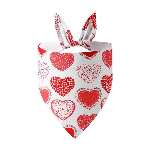 Valentine's Day Pet Bandana Heart Pattern Soft Fabric Adjustable Dog Triangle Scarf Pet Accessor,F