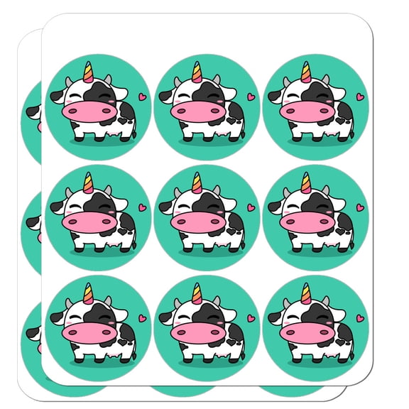 Cute Kawaii Unicorn Cow 1" Planner Calendar Scrapbooking Crafting Clear Stickers
