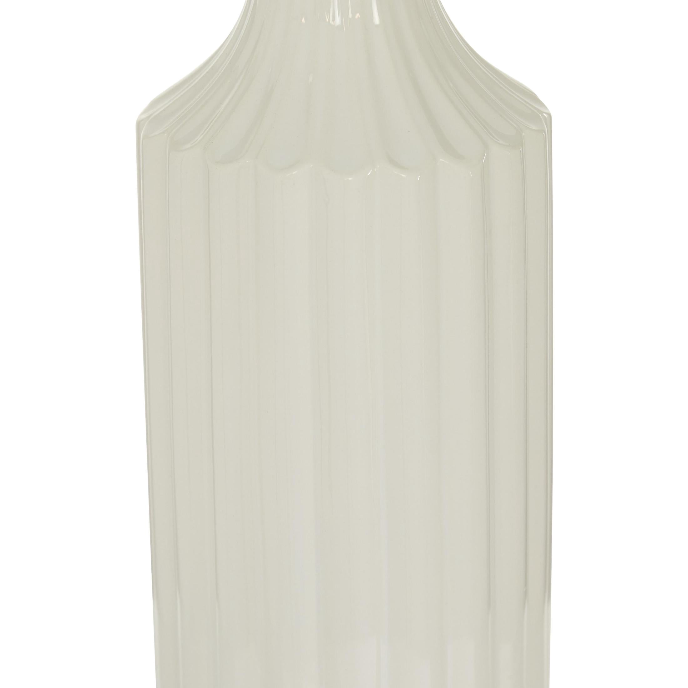 DecMode 23" Stripe Texture White Ceramic Vase