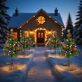 thumbnail image 6 of 2PCS Solar Christmas Decorations Trees Lights Outdoor Waterproof, 20LED-Lights Solar Yard Decorative, Solar Stake Lights Xmas Tree Garden Decor with Constant & Flashing Modes for Pathway Lawn Patio, 6 of 8