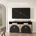 thumbnail image 2 of BELLEZE 65 Inch Fluted TV Stand, Mid Century Modern Entertainment Center with Storage Cabinets & Open Shelves, Media Console TV Cabinet with Adjustable Shelves For Living Room, Camel, 2 of 7