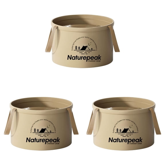 Torch 3Pcs Collapsible Bucket with Handle, 11.8 inch Portable Foldable Buckets, 3.2 Gallon, for Camping, Fishing, Hiking, Gardening, Picnic and Farm Use, Large Size, Brown