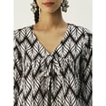 thumbnail image 5 of DressBerry Women’s Printed Poly Crepe Top V Neck with Front Bow Tie Long Sleeves Waist Length Regular Wear Light Weighted Casual Summer Top, 5 of 7