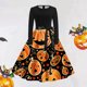 thumbnail image 1 of Vestidos Casuales Para Mujer, Vestido Camisero Con Estampado de Halloween | Estilo Retro de Manga Larga Para La Moda de Otoño de Mujer, 1 of 3