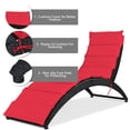 thumbnail image 4 of Costway Folding Patio Rattan Lounge Chair Chaise Cushioned Portable Garden Lawn Red, 4 of 10