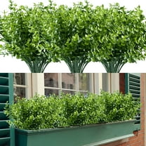 Morttic 12 Bundles Artificial Eucalyptus Plants,Fake Boxwood Shrubs UV Resistant No Fade Faux Plastic Greenery for Wedding Bridal Bouquet Indoor Outdoor Home Garden Kitchen Office Table Vase(Green)
