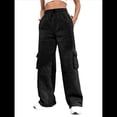 thumbnail image 3 of Pantalones Deportivos Cargo para Mujer, Holgados, de Forro , de Pierna , Elásticos, de Cintura Alta, Informales, para Senderismo, para Otoño. Negro L, 3 of 8