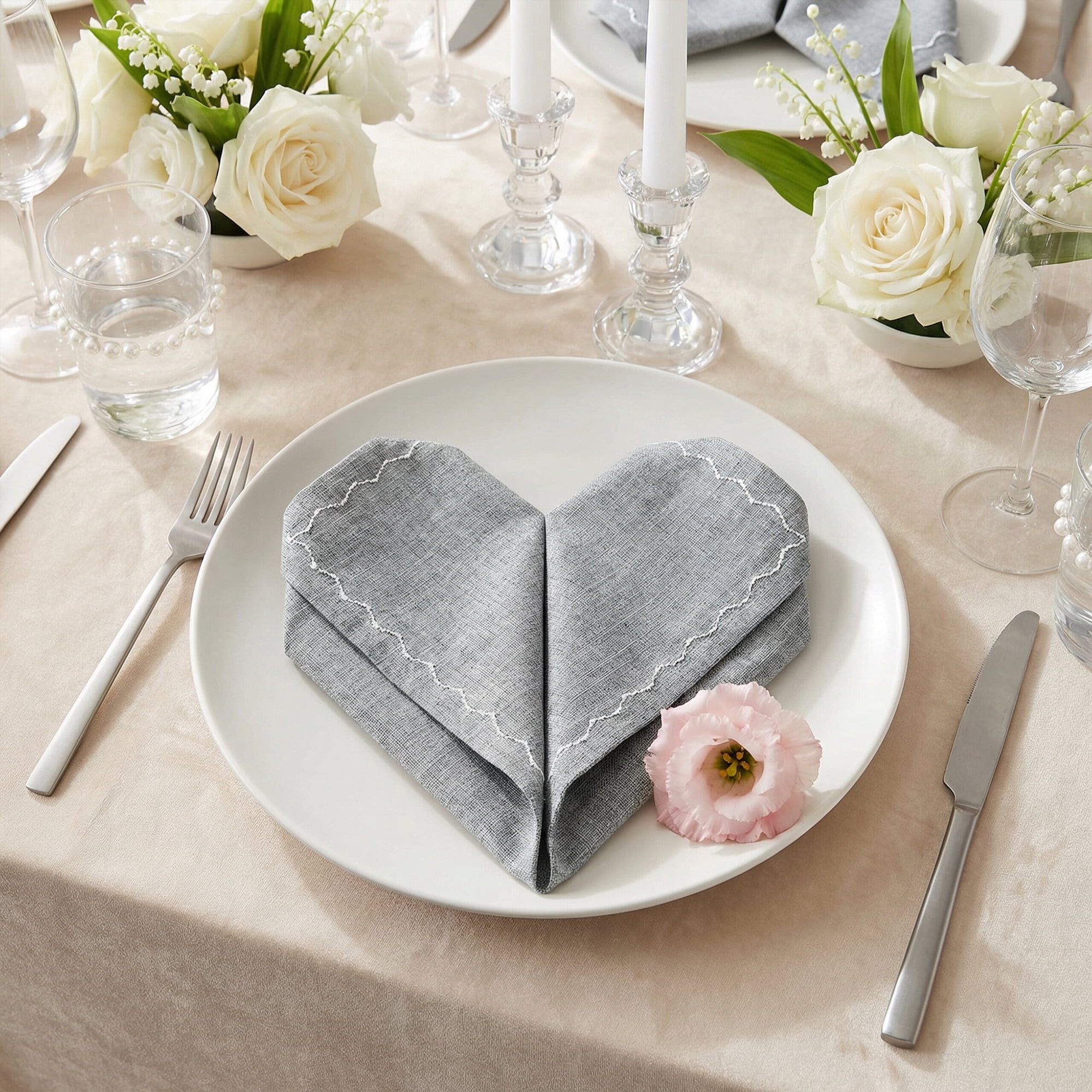 Unique Bargains 6Pcs Linen Washable Reusable Cloth Napkins Smoky Gray 20x20inch
