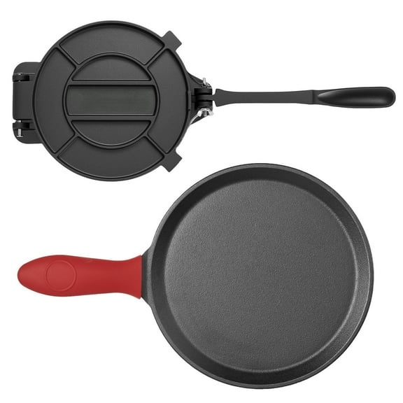 Cast Iron Tortilla Press 10 Inch - Heavy Duty Chapati & Roti Dough Maker for Authentic Flatbreads