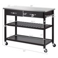 thumbnail image 2 of Costway Rolling Kitchen Island Trolley Cart Stainless Steel Countertop w/ Drawer & Shelf, 2 of 10