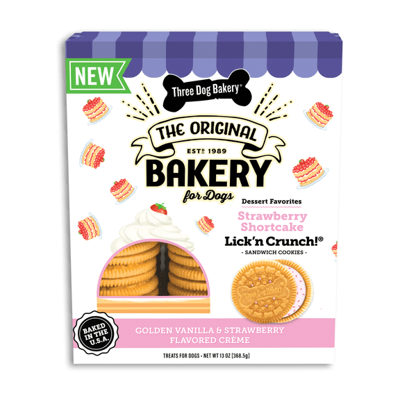 Three Dog Bakery Lick'n Crunch Strawberry Shortcake Dog Treats, 13 oz
