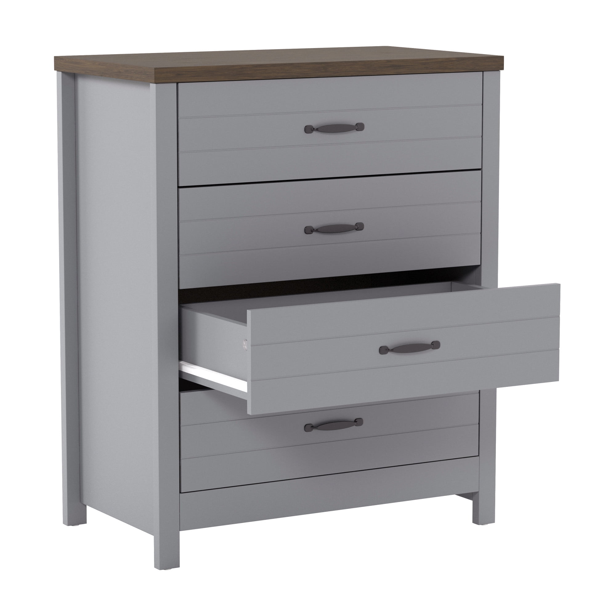 Nadra 4 Drawer Dresser for Bedroom, Chest of Drawers Organizer Storage, Farmhouse Wood Rustic Tall Dresser Winston Porter Color: Gray