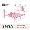 thumbnail image 5 of Amolife Twin Bed Frame, Metal Platform Bed with Crown-Shaped Headboard and Footboard, 12.6'' Under-Bed Storage Space, No Box Spring Needed, Pink, 5 of 11