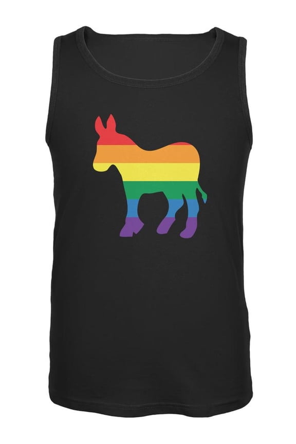 LGBT Gay Democrat Pride Donkey Black Adult Tank Top - 2X-Large