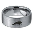 thumbnail image 2 of Tungsten Dog Hurdling Jumping Through Obstacles Band Ring 8mm Men Women Comfort Fit Gray Flat Cut Brushed Polished, 2 of 4