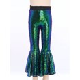 thumbnail image 2 of Doomiva Kids Girls Sequins Jazz Disco Dance Bell Bottoms Pants Sparkly Glitter 70s Flare Trousers Performance Dancewear Green 130, 2 of 7