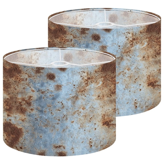 Lampshades 2 Pack Rusty Metal Texture Weathered Blue Paint Industrial Grunge 13"x13"x10" Light Shade for Table Lamps Floor Lamp Shades Lampshade Replacement Easy Assembly