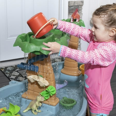 Step2 Dino Showers Gray Plastic Water Table for Toddlers with 13-piece Playset