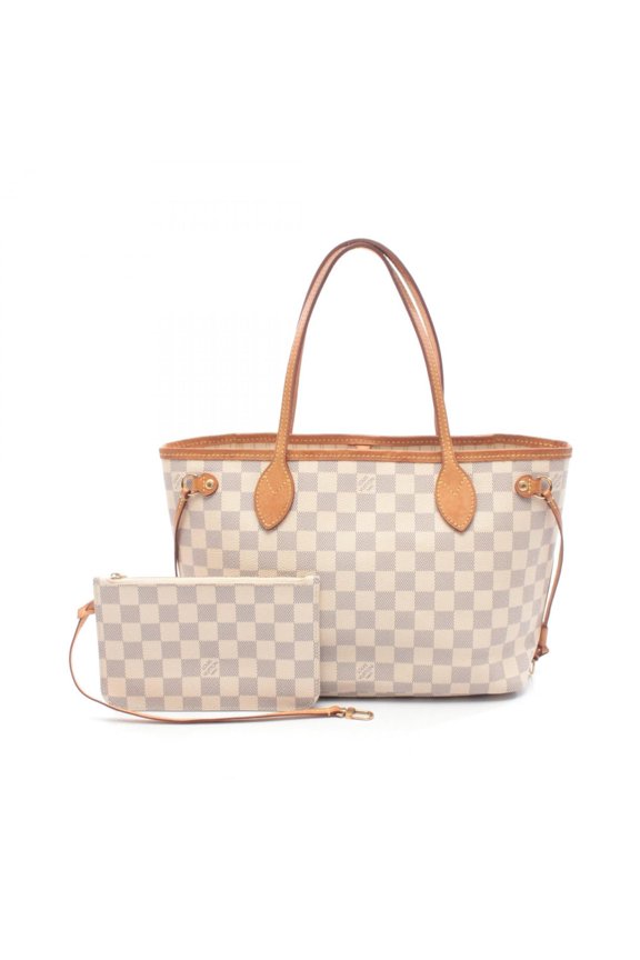 Pre-Owned Louis Vuitton Neverfull PM Tote Bag, Handbag, Coated Canvas and Leather, Damier Azur,...