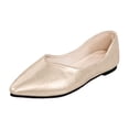 thumbnail image 6 of Flat Shoes for Women Pointed Toe Comfortable Business Casual Work Shoes Dressy Leather Slip on Comfy Footbed Walking Shoes Gold Size 7, 6 of 7