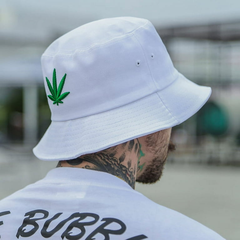 esafio Marijuana Bucket Hat Weed Leaf Cannabis Fisherman's Hat Foldable Cap  for Men Women,Black 